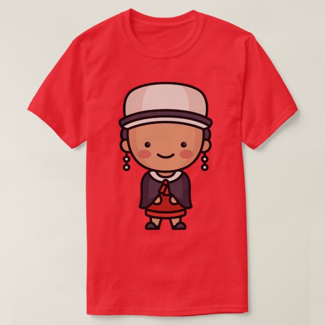 Cute Ecuadorian Woman in Traditional Clothing toon T-Shirt (Design Front)