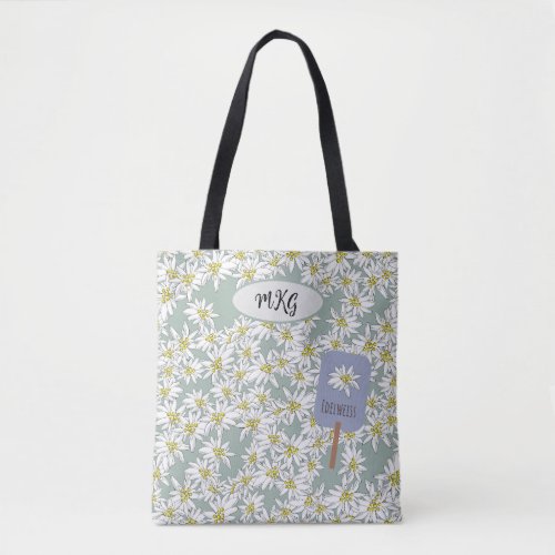 Cute Edelweiss Sound of Music Alps Botanical Tote Bag