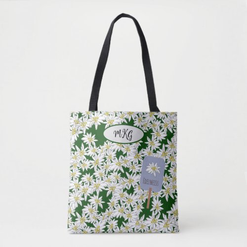 Cute Edelweiss Sound of Music Alps Botanical Tote Bag