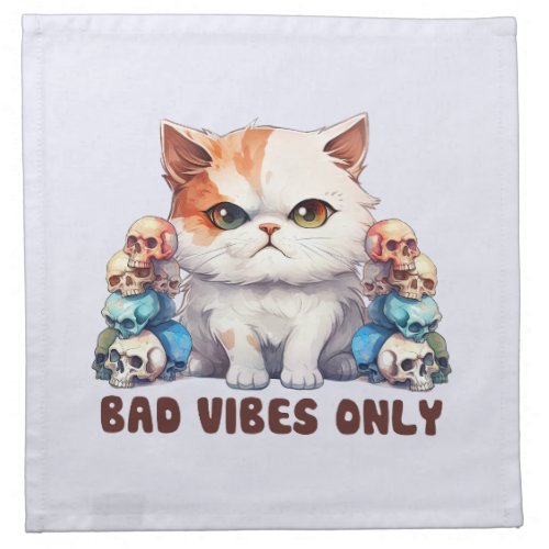 Cute Edgy Cat_ Bad Vibes Only Cloth Napkin