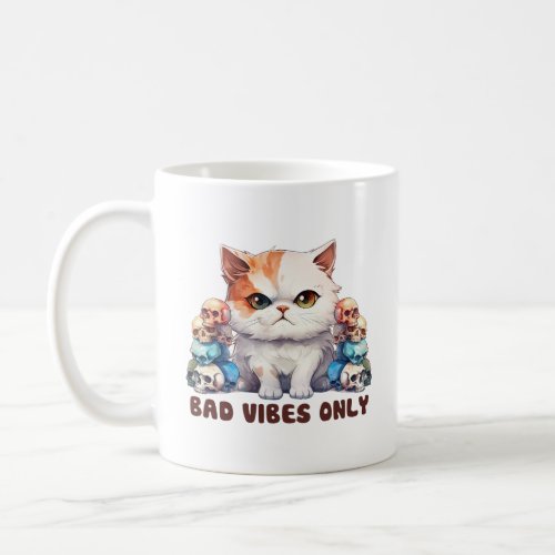 Cute Edgy Cat_ Bad Vibes Only  Coffee Mug