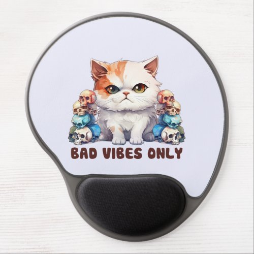 Cute Edgy Cat_ Bad Vibes Only Gel Mouse Pad