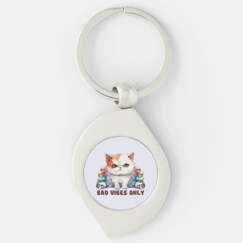 Cute Edgy Cat_ Bad Vibes Only Keychain