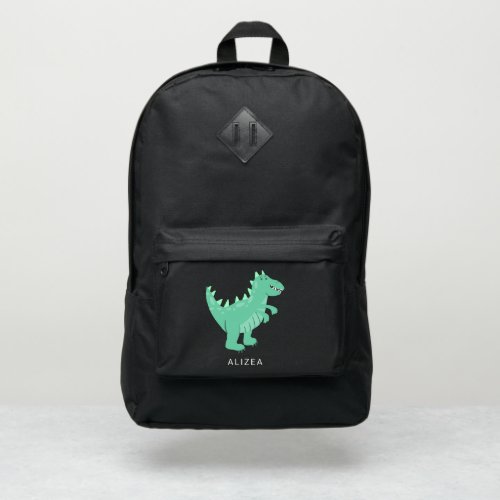 Cute editable dinosaur green illustration name port authority backpack