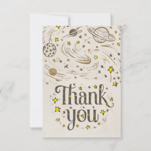 Cute Editable Galaxy Celestial Thank You Card