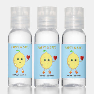 Cute Editable Happy & Safe Lemon Cartoon Hand Sanitizer