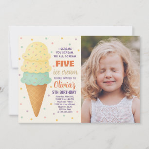 Cute Editable Ice Cream Party Invitation