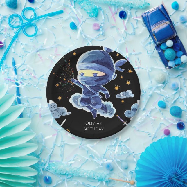 Cute Editable Ninja Birthday Paper Plates (Party)