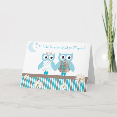 Cute Editable Owl Love Wedding Anniversary Card