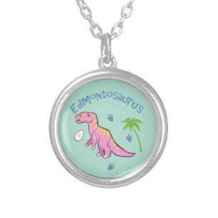 Cute Edmontosaurus Silver Plated Necklace