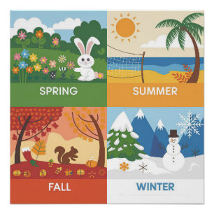 Cute & Educational 4 Seasons Design Poster