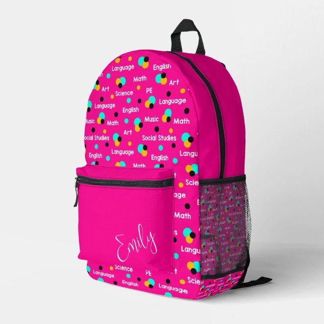 Cute educational subjects and geometrical shapes  printed backpack (Back Corner Right)