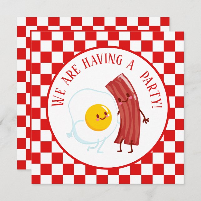 cute egg bacon Breakfast party or table  Invitation (Front/Back)