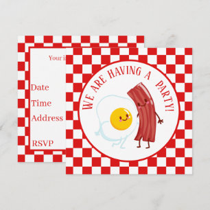 cute egg bacon Breakfast party or table Invitation