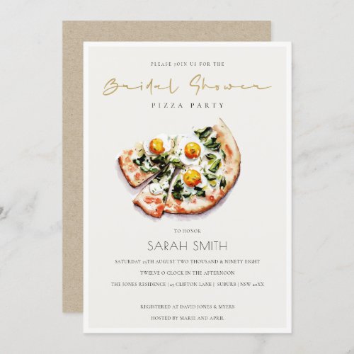 Cute Egg Basil Pizza Bridal Shower Party Invite