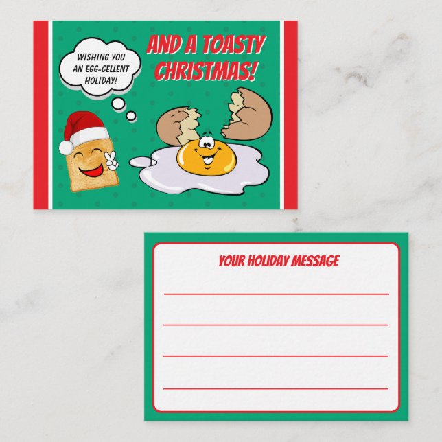 Cute Egg-cellent Toasty Food Pun Holiday Mini  Note Card (Front/Back)