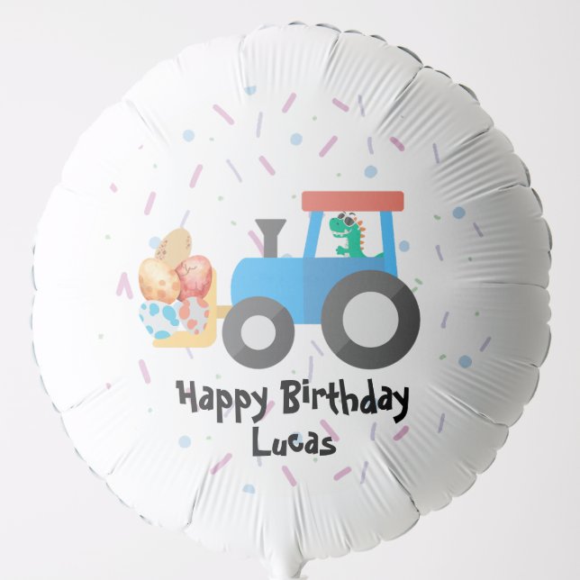 Cute egg dino tractor Truck Birthday boy B2S Balloon (Front)