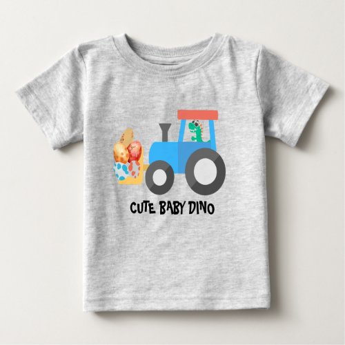 Cute egg dinosaur Construction Truck Birthday boy Baby T_Shirt
