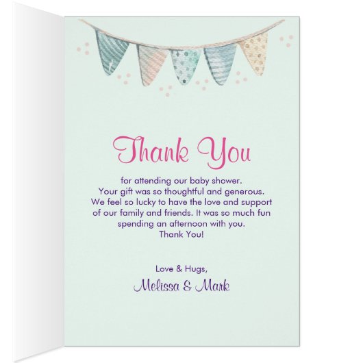 Cute Egg, Flamingo & Bunny Baby Shower Thanks (Inside (Right))