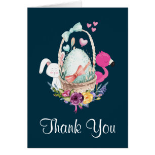 Cute Egg, Flamingo & Bunny Baby Shower Thanks Cards