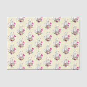 Cute Egg, Flamingo & Bunny, Watercolor Pattern Tissue Paper