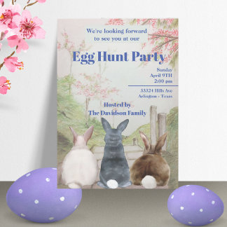 Cute Egg Hunt Bunnies Easter Holiday Card