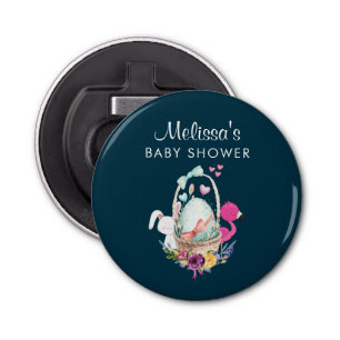 Cute Egg, Pink Flamingo & Bunny, Watercolor Bottle Opener