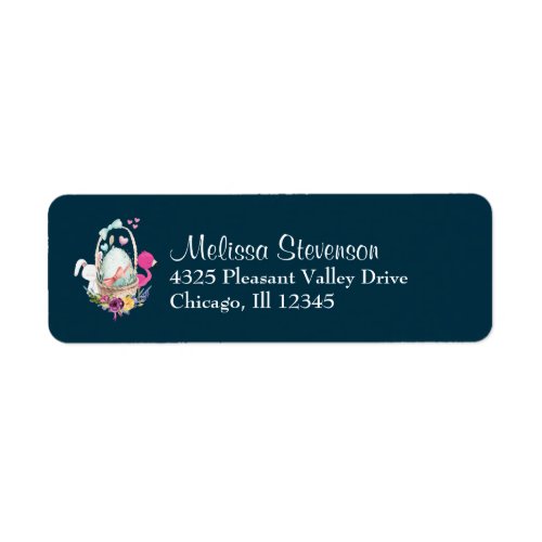 Cute Egg Pink Flamingo  Bunny Watercolor Label