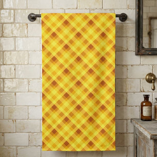Cute Egg Yolk Yellow Plaid Bath Towel