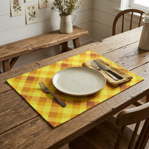 Cute Egg Yolk Yellow Plaid Cloth Placemat