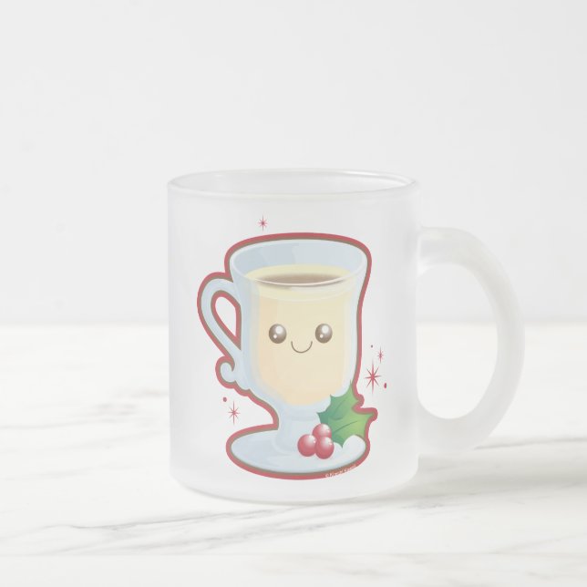 Cute Eggnog Frosted Glass Coffee Mug (Right)