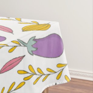 Cute Eggplant And Leafs Tablecloth