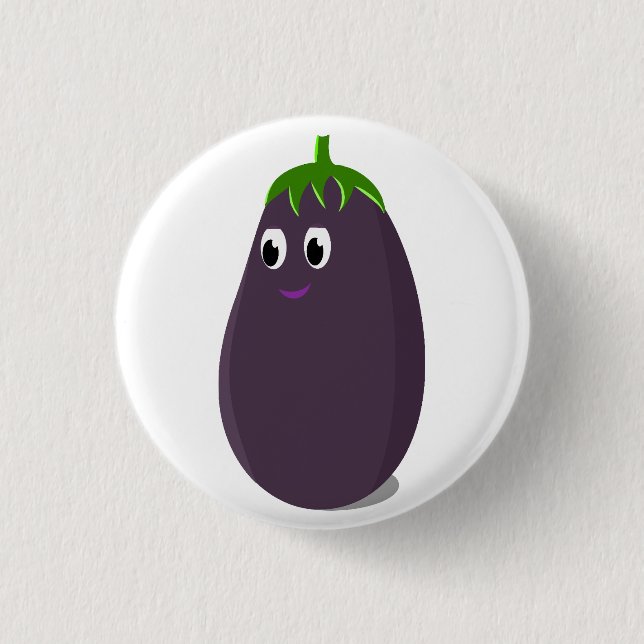 Cute Eggplant Print Button (Front)