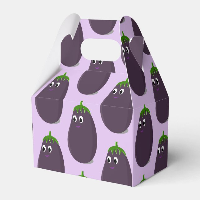 Cute Eggplant Print Favor Boxes (Front Side)