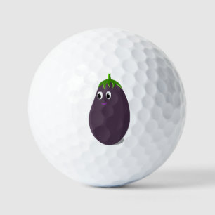 Cute Eggplant Print Golf Balls