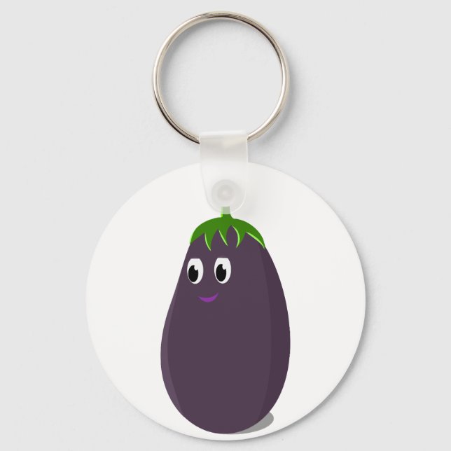 Cute Eggplant Print Keychain (Front)