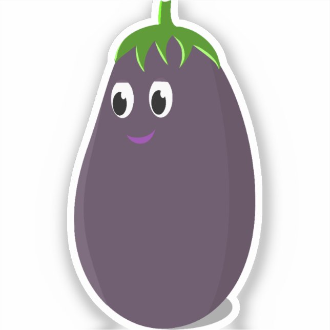 Cute Eggplant Print Sticker (Front)