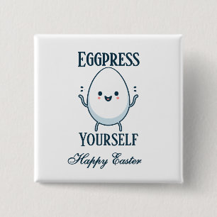 Cute "Eggpress Yourself" Easter Pun Button