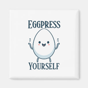 Cute "Eggpress Yourself" Funny Pun Magnet