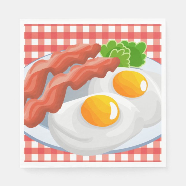 Cute eggs bacon party Breakfast paper napkins (Front)