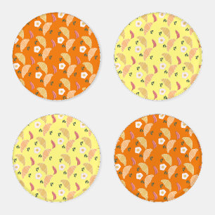 Cute Eggs Croissant Breakfast Pattern Coaster Set