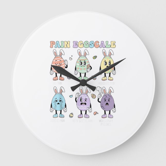 Cute Eggs Pain Scale Nurse Triage ICU Assessment E Large Clock (Front)
