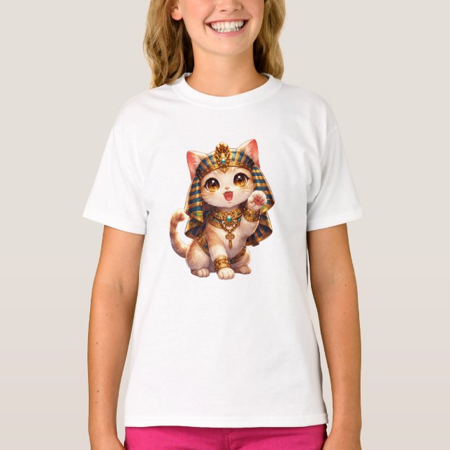 Cute Egyptian Cat Kids T-Shirt – Ancient Egypt Cat (Front)