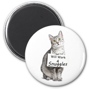 Cute Egyptian Mau Cat Advertising for Snuggles Magnet