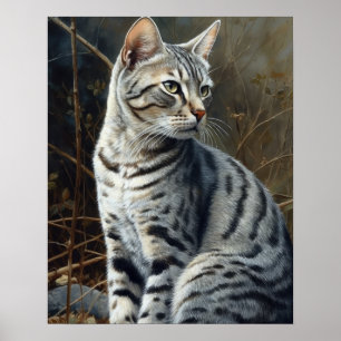 Cute Egyptian Mau Cat Art Print Poster
