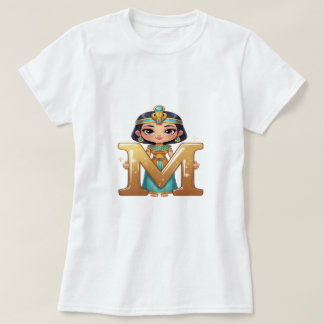Cute Egyptian Queen with Letter M – Royal Cartoon  T-Shirt