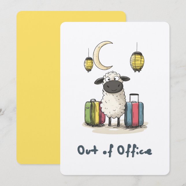 Cute Eid Sheep on Sabbatical | Out of Office Invitation (Front/Back)