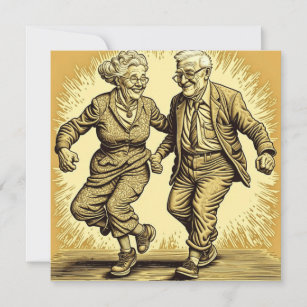 Cute Elderly Couple Dancing