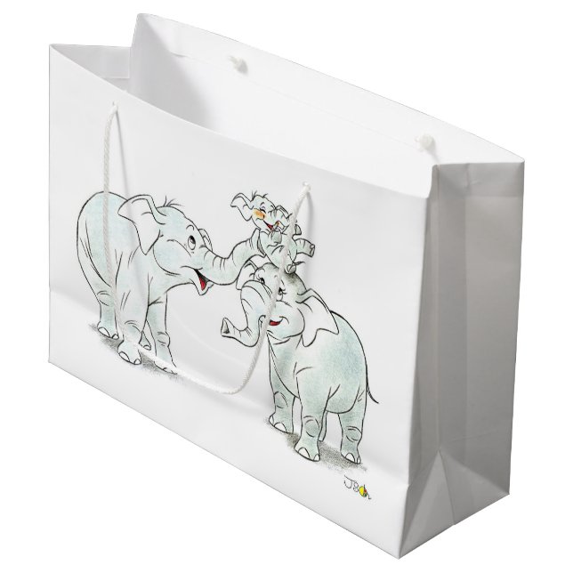 cute elefant family large gift bag (Front Angled)