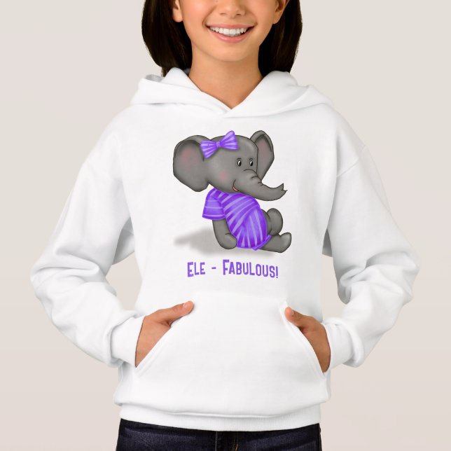 Cute Elegant and Fabulous  Baby Elephant  Hoodie (Front)